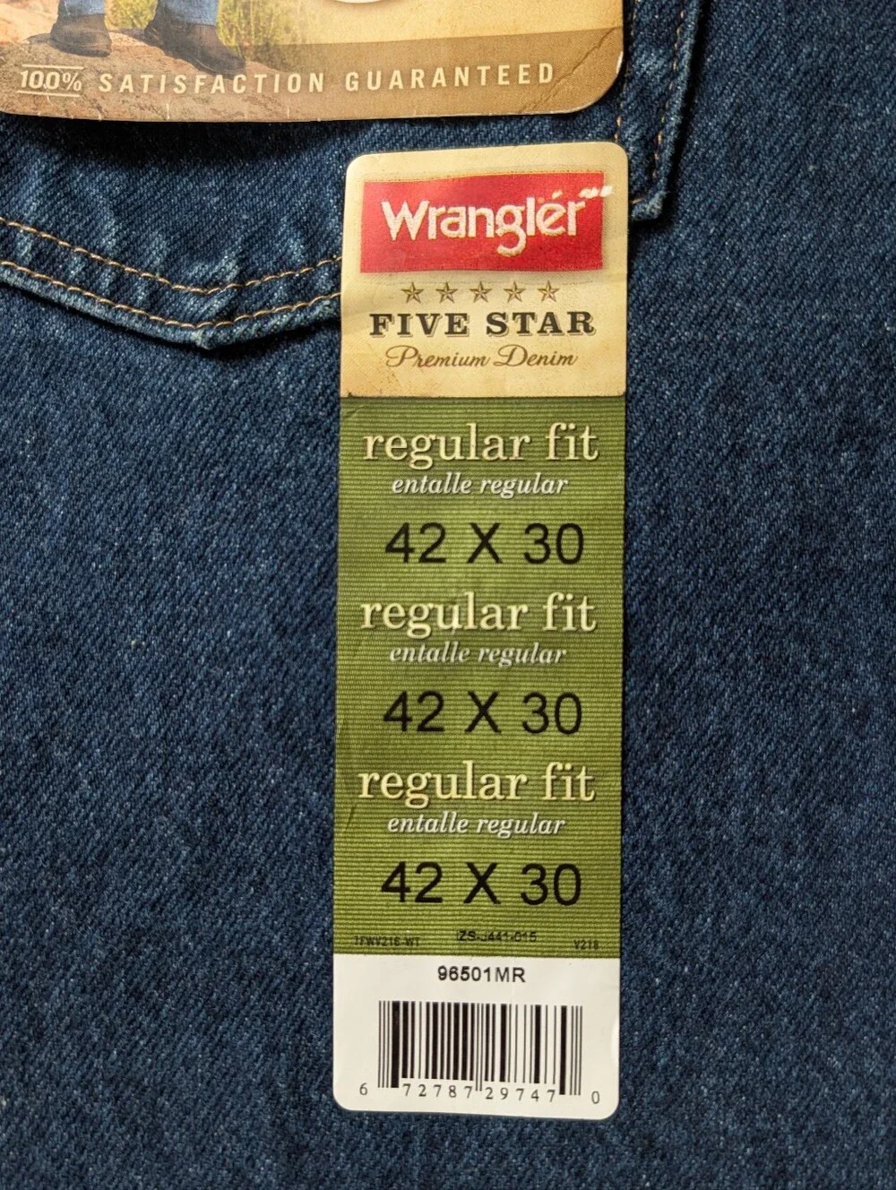 Wrangler | 42 x 30 | NWT | Five Stars | Regular Fit Denim Pant